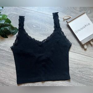 Forever 21 Black Lace Trim Scoop back Camisole Tank Top. Size S